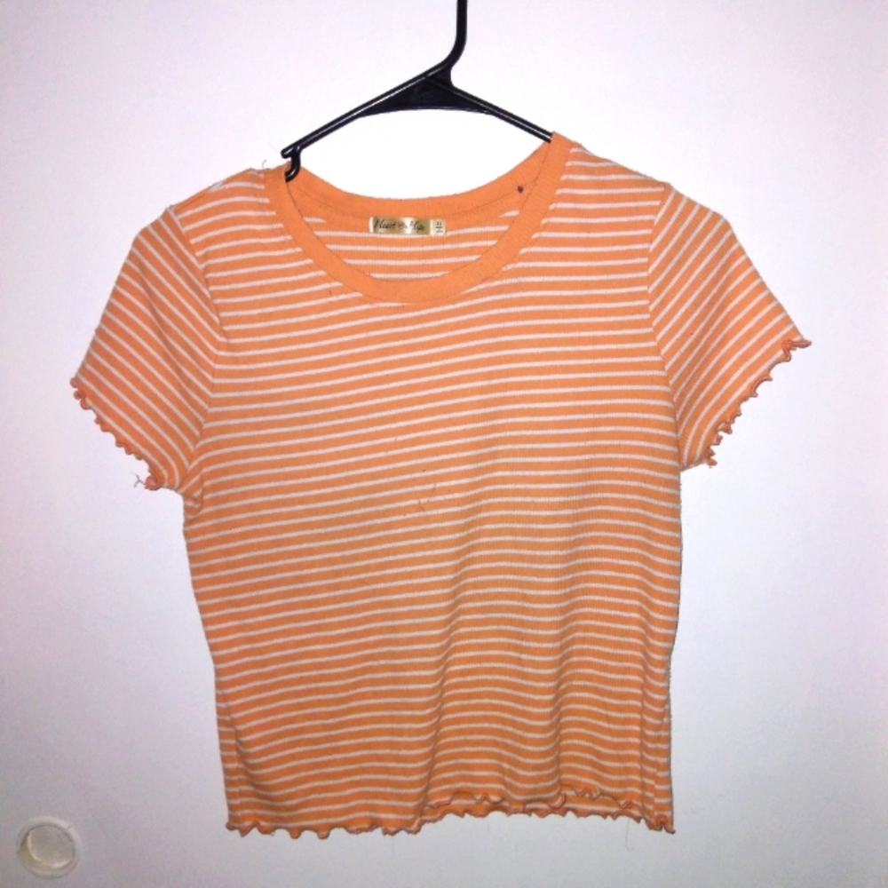 Orange and white striped top